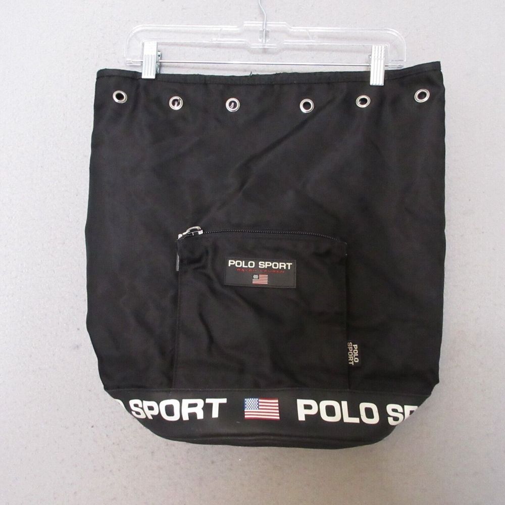 Vintage POLO SPORT RALPH LAUREN Black Bucket Shoulder Bag Purse Strap 90s Y2K